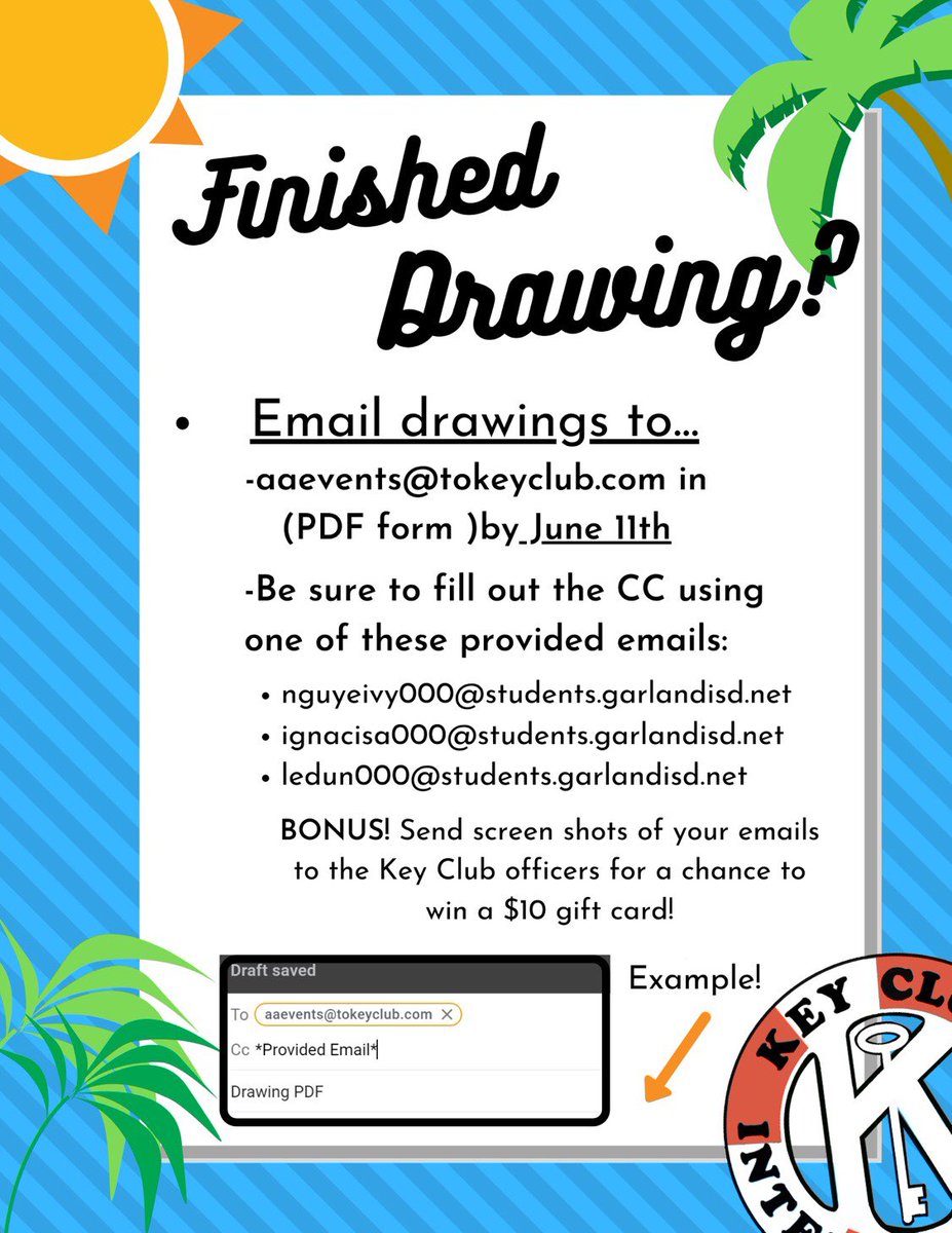 NGHS_KC's tweet photo. Hey Key Club ! We have a Summertime online social planned ! Check the flyers out for information !
(Coming to this Social gives an hour 👀) https://t.co/DkpJ1xFckd