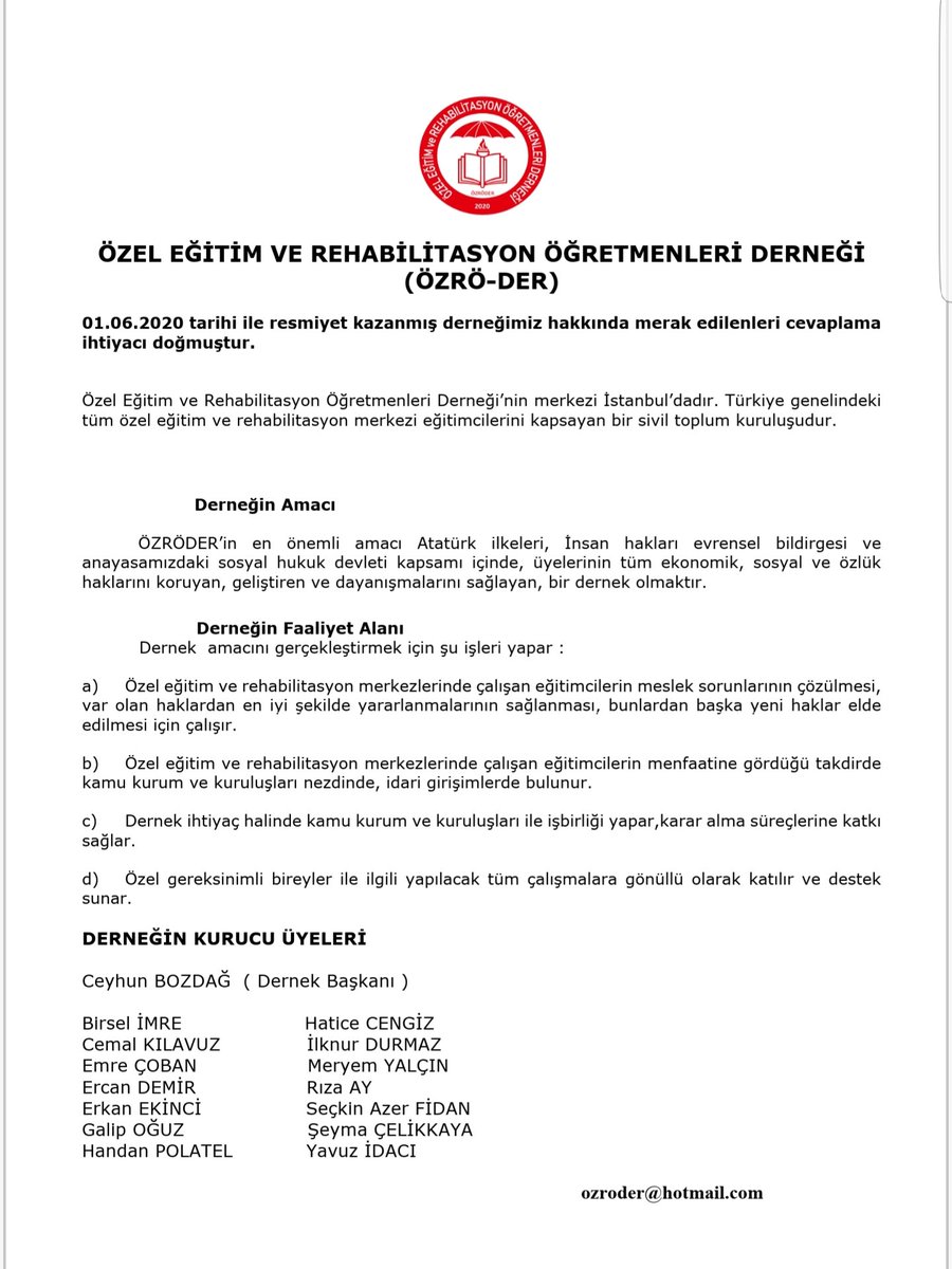 DERNEK KURULUŞ BİLDİRİSİ!!!