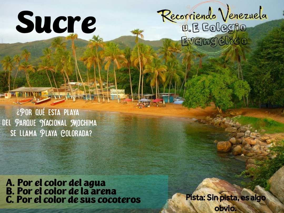 col_evangelico's tweet photo. RECORRIENDO VENEZUELA 🇻🇪
(Excursión Virtual)

Día jueves. 
Segunda parada: Sucre, "la más bella porción del oriente", como dice su himno. Este estado nos recibió con sus "brazos abiertos" en una de sus playas más doradas, perteneciente al Parque Nacional Mochima. https://t.co/cFXBT00tw2