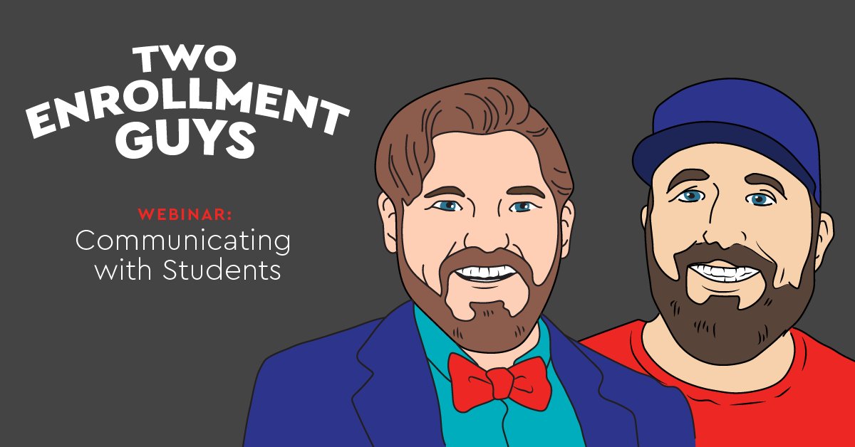 Join us for the first in our new webinar series, Two Enrollment Guys! On June 25, our enrollment junkies tackle communicating with students. They’ll discuss best practices, emerging trends...and their quarantine mustaches. bit.ly/3dA8ngh #HigherEducation #emchat
