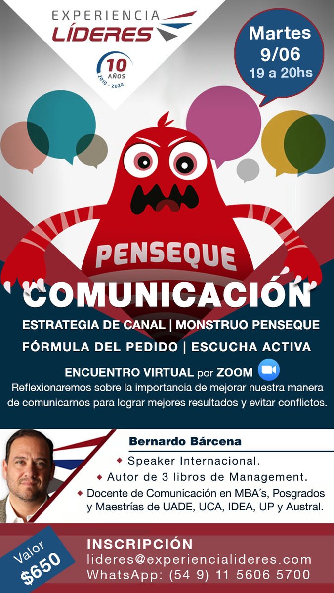 EXPLIDERES's tweet photo. Próximo Martes 9 de junio de 19 a 20hs.
Nuevo Encuentro Virtual!!!

COMUNICACIÓN !!!
ESTRATEGIA DE CANAL | MONSTRUO PENSEQUE
FÓRMULA DEL PEDIDO | ESCUCHA ACTIVA

INSCRIPCIÓN
lideres@experiencialideres.com
WhatsApp: (54 9) 11 5606 5700

#ExperienciaLíderes #Comunicación https://t.co/6HQiI17zxB