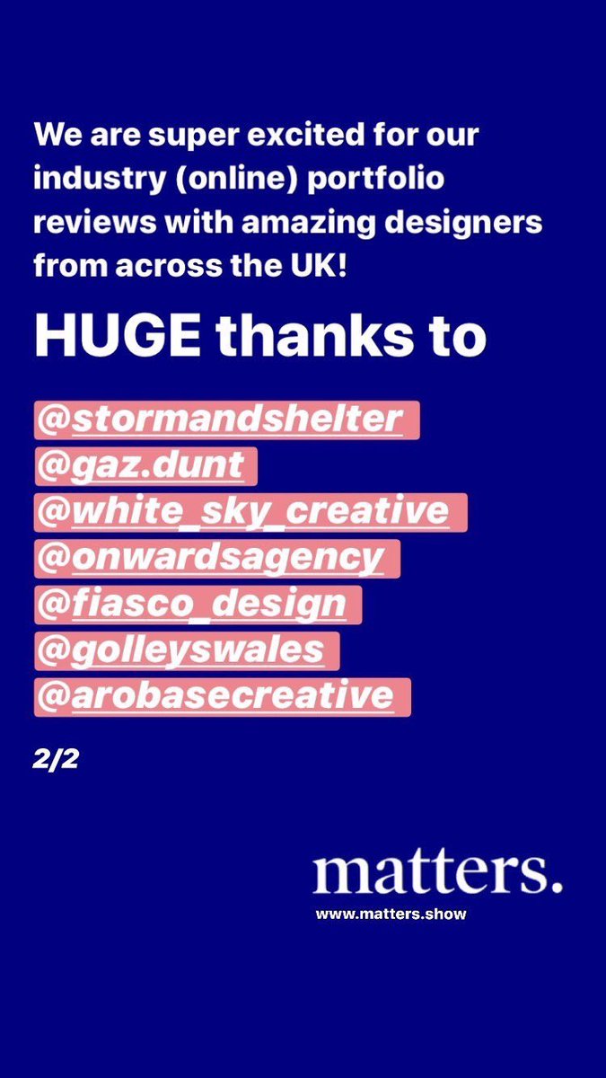 We are so overwhelmed by the generosity of the design community in #Cardiff, #London, #Brighton &amp; #Bristol in giving their time to review our student’s portfolios online this eve. 19 designers from 13 agencies! Thank you all SO much! #designcommunity <a href="/Monotype/">Monotype.</a> <a href="/Smorgasbord_/">Smörgåsbord Studio</a>