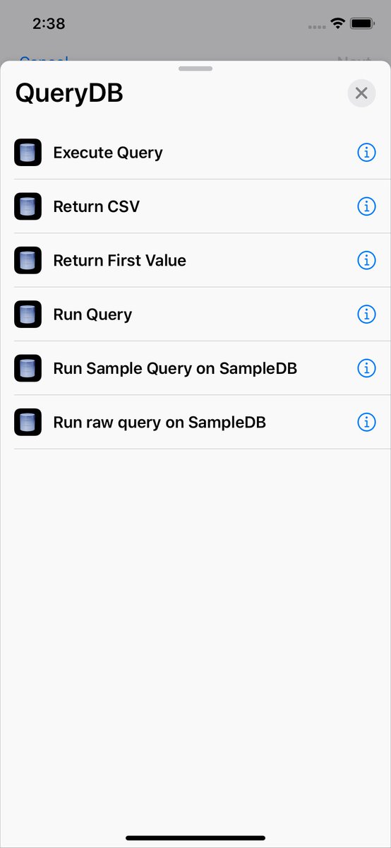QueryDB's tweet image. Version 1.40 supports an expanded list of Siri Shortcuts to integrate MySQL data with the rest of your scripts!