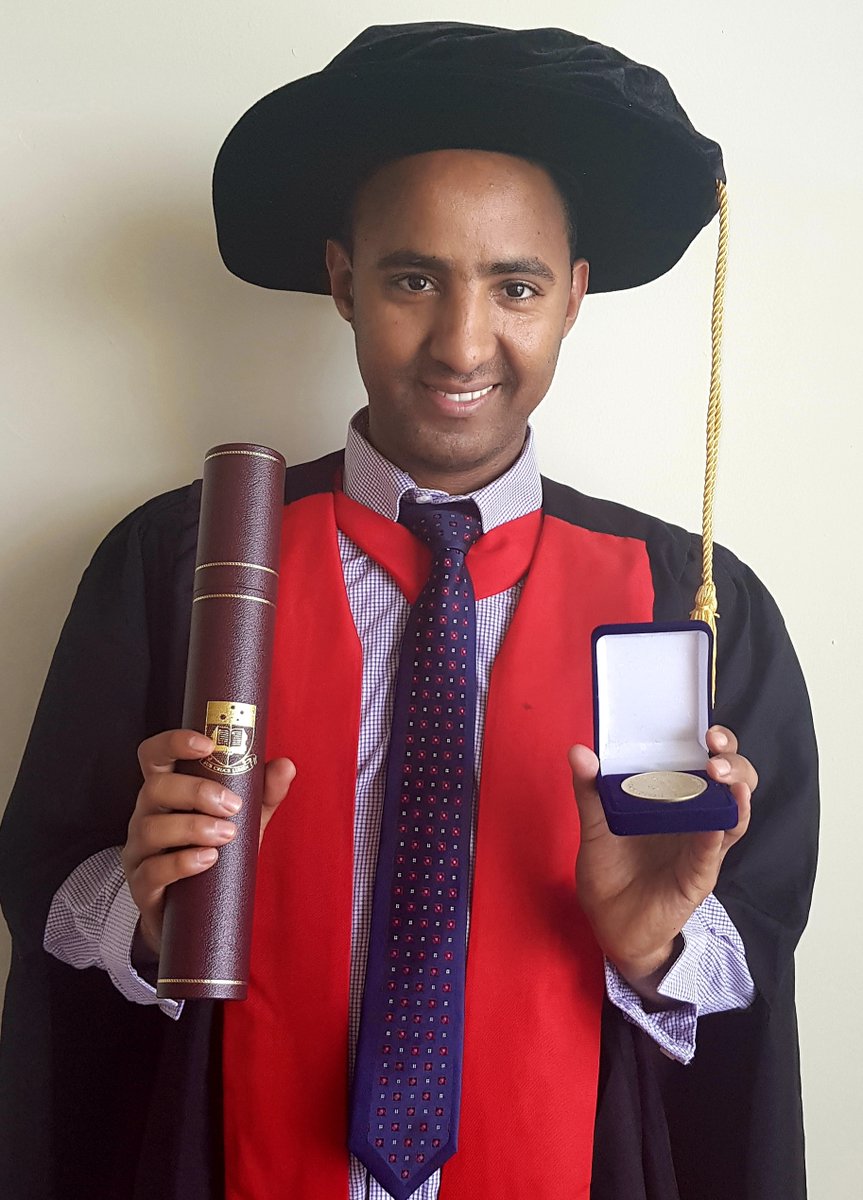Continuing to celebrate our 2019 research medalists🥇 meet <a href="/habteh2a/">Habtamu Edjigu</a>, who received a doctoral medal for his thesis. Huge congrats on a truly great achievement! 🎉🥳

#UAGraduations

Supervisors: Nicholas Sim, <a href="/sottofi9/">Firmin Doko Tchatoka</a>, Richard Pomfret