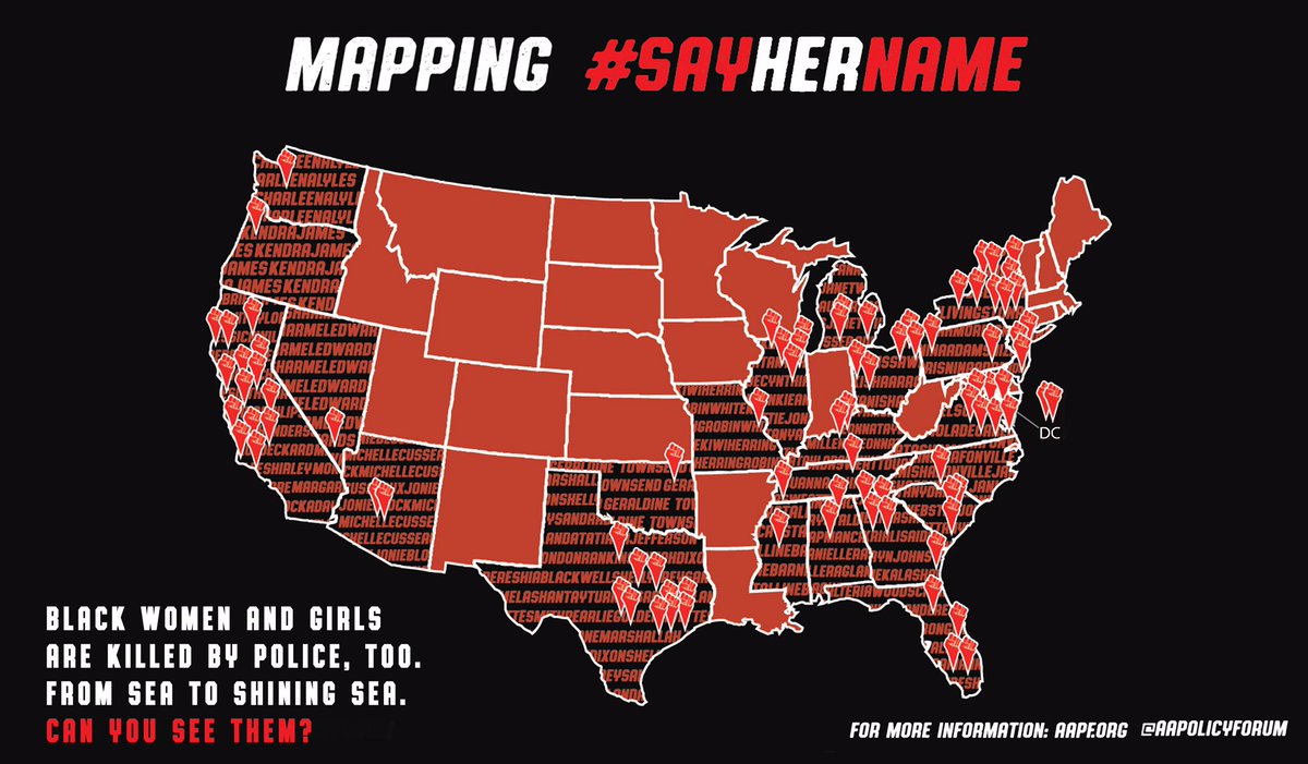 Breonna Taylor 
Atatiana Jefferson
Natasha McKenna
Pamela Turner
Sandra Bland
Kayla Moore
India Kager
Rekia Boyd
Aiyana Stanley-Jones
Korryn Gaines
Michelle Cusseaux
Shantel Davis
Bettie Jones
Pearlie Golden
Redel Jones
Alexia Christian
Miriam Carey

Too many others. 
#SayHerName