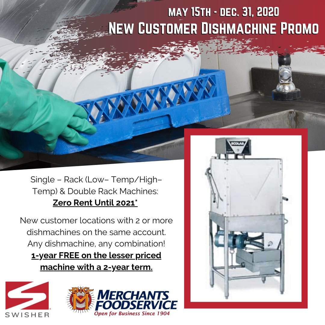 MerchantsFS's tweet photo. The importance of sanitation cannot be emphasized enough these days. Get the best possible cleaning results at the lowest total cost. Merchants &amp; Swisher are committed to delivering the best value for you! Ask your Merchants rep for more info!
#BigM #Swisher #Dishmachine #Promo https://t.co/b8LxLEfBK2