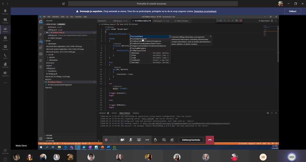 ProfStefanovic's tweet photo. Students attending the Information Systems (ERP) course at Faculty of Science, University of Kragujevac, had live remote guest lectures about Dynamics 365 Business Central, by our BAAC partner @AdactaGroup.
#ERP #Dynamics365 #InformationSystems #MSTeams https://t.co/hOkAkBRshC