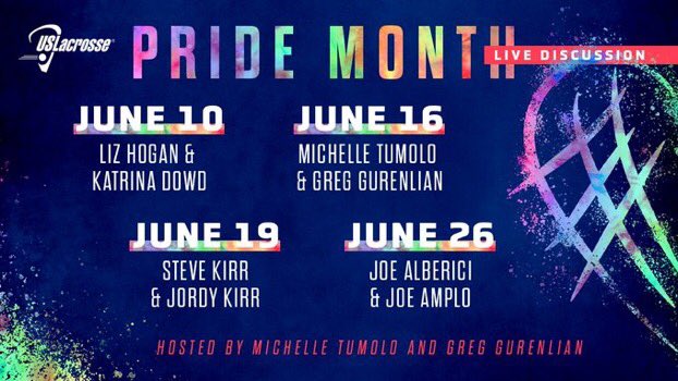 steve_kirr's tweet photo. Join Jordy (my daughter) and I as we participate in the US Lacrosse Pride Month discussions on June 19th @ 2 pm eastern , register on   https://t.co/Y0E4GKtWi4 , Thank you! https://t.co/J5UyYY8PJH