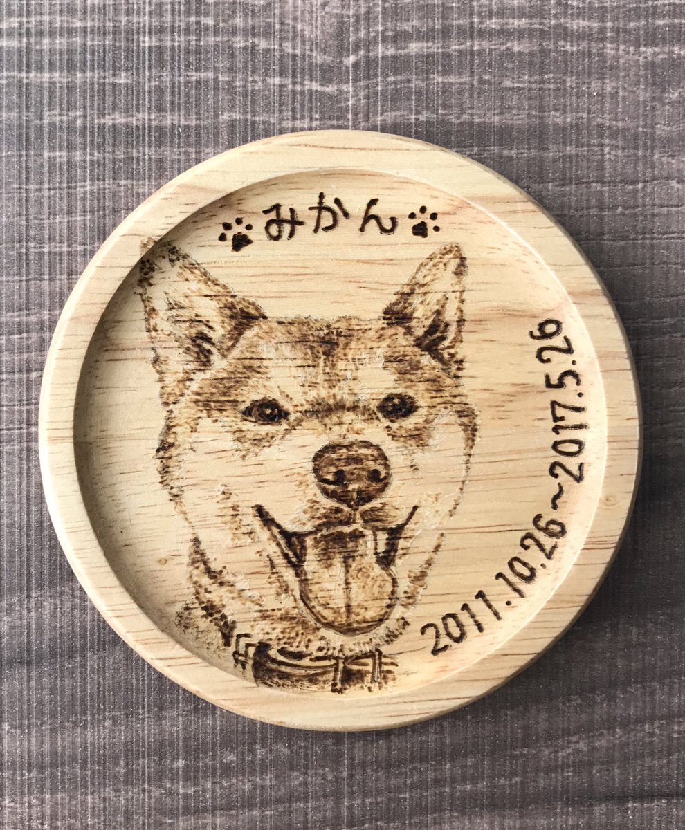Chalkart Factory メモリアルグッズ みかんちゃんです みんな仲良く 虹の橋にいるかな ウッドバーニング メモリアルグッズ 柴犬 秋田犬 犬 チョークアートファクトリーlulu