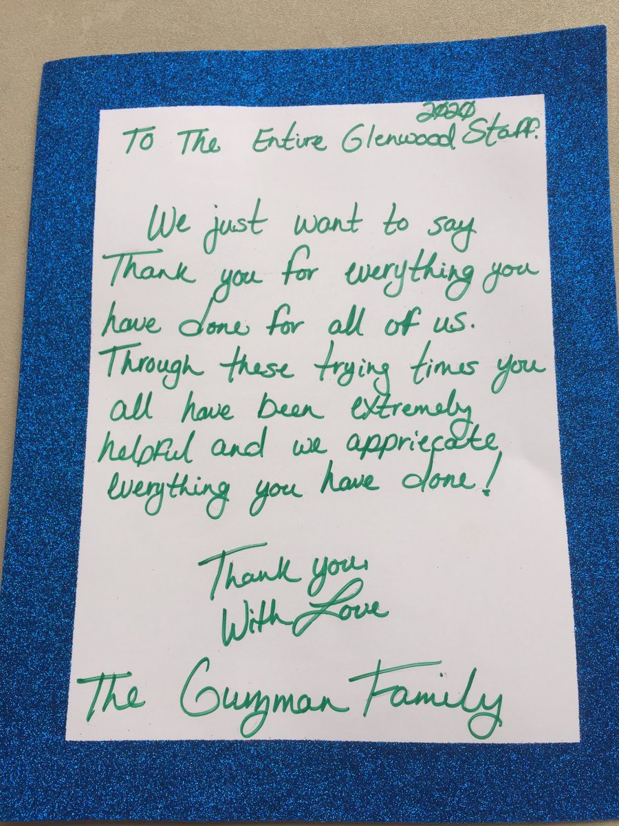 We had our 5th grade graduation tonight.  Glenwood received this sweet note from one of our families.  Will miss these kids!  ⁦<a href="/Gwoodelem/">Glenwood Elementary</a>⁩ ⁦<a href="/McDowell590/">McDowell Co Schools</a>⁩