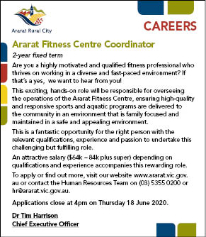 * CAREER OPPORTUNITY - Ararat Fitness Centre Coordinator * See the attached ad for more information or click / tap here 👉 bit.ly/36DTjvD
