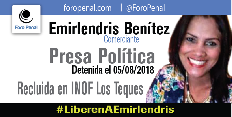 ForoPenal's tweet photo. Emirlendris Benítez: privada de libertad por motivos políticos desde el 05/08/2018. 
Emirlendris es una de las 35 presas políticas en Venezuela 
#LIBERENLAS
#LiberenAEmirlendris https://t.co/jB2qv5mE4l