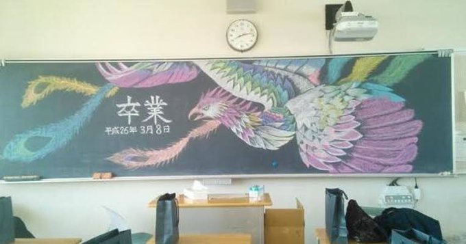 黒板アートの簡単に描ける描き方 入学式 卒業式や美術部におすすめ オカメ ズ えだまめ学校