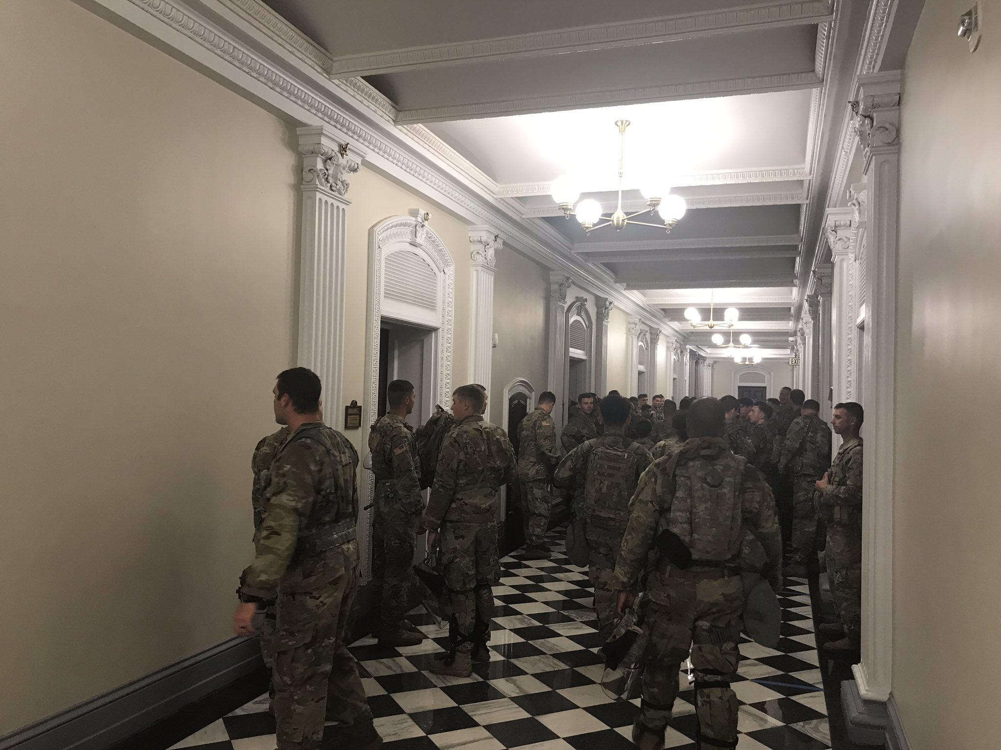 Rain has forced the S.C. National Guard inside one of the White House offic...