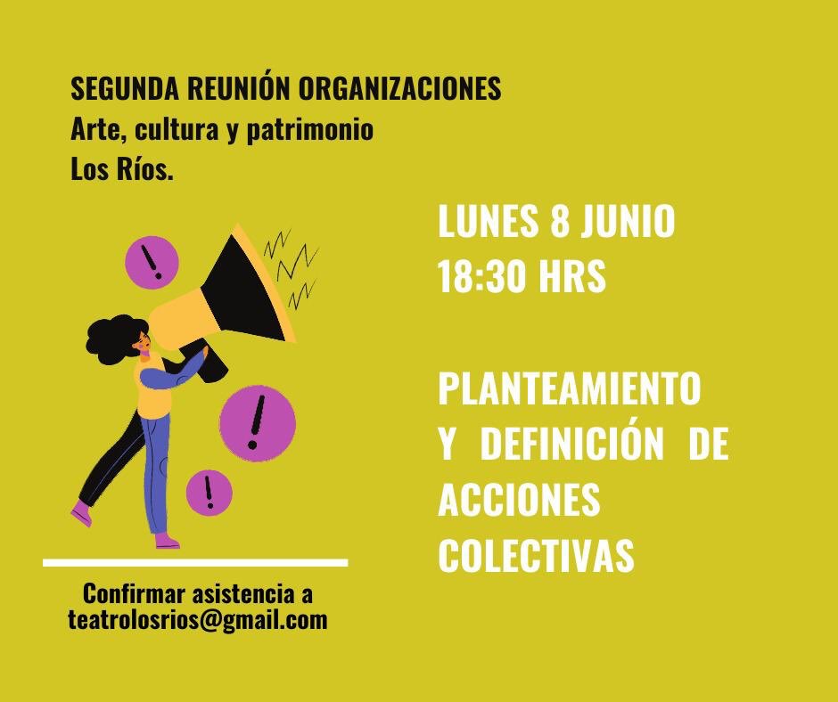 teatrolosrios's tweet photo. ¡Nos vemos el lunes 8 de junio a las 18:30 hrs!

El objetivo de esta reunión será definir próximas acciones a seguir de manera colectiva como sector.

Por favor envía un correo a teatrolosrios@gmail.com confirmando tu asistencia y recibirás link de reunión.

#valdiviacl #losrios https://t.co/ivxBZZrXdv