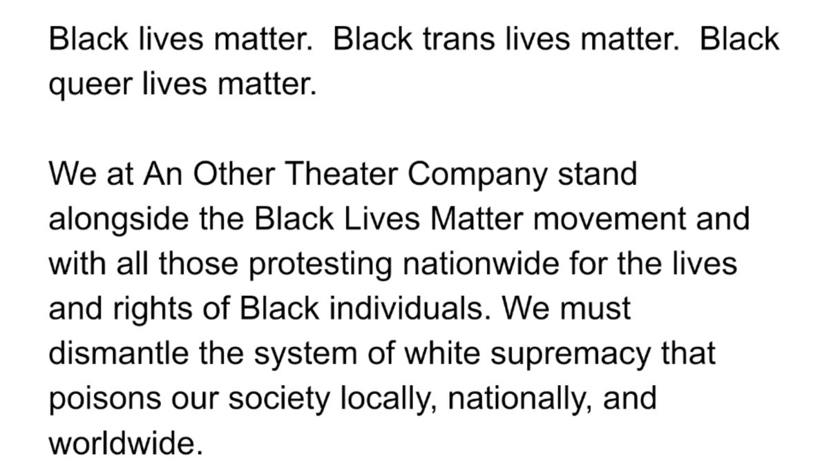 AnOtherTheater's tweet photo. Black Lives Matter. Black Trans Lives Matter. Black Queer Lives Matter. https://t.co/ITvrLkf6Ye