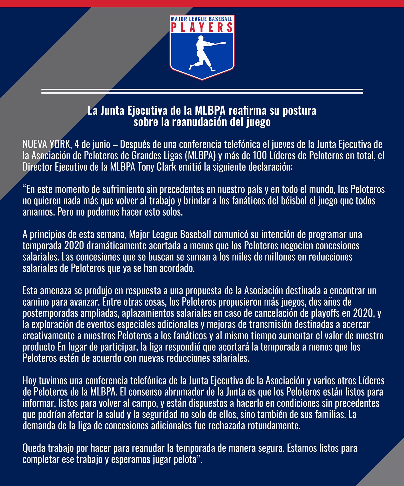 Comunicado de la Asociación de Jugadores