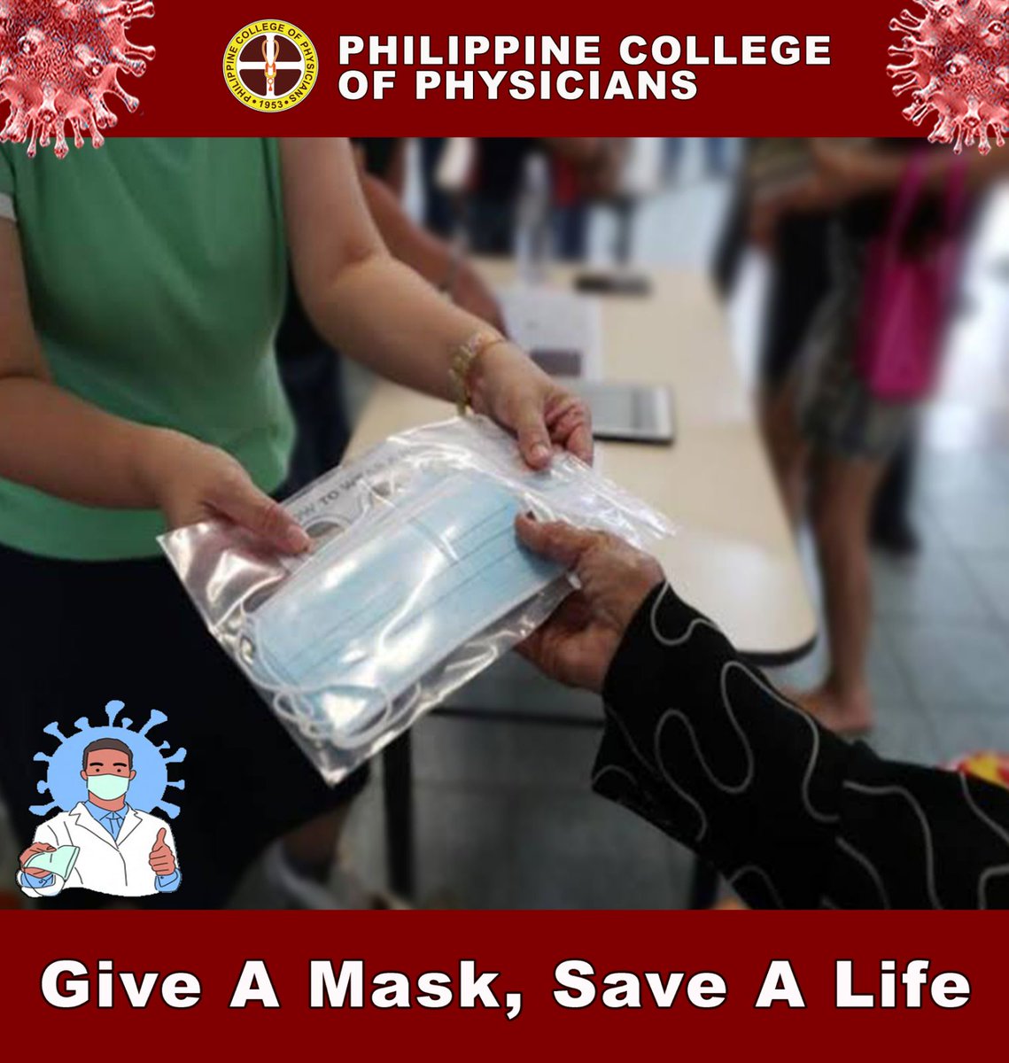 pcp1953's tweet photo. In the new normal, wearing a mask is a MUST! Bring an extra mask with you and give it to someone who has none. Let us encourage everyone to be protected and SAVE A LIFE! #giveamask #savealife #IMcares https://t.co/s4BGf8BgtP