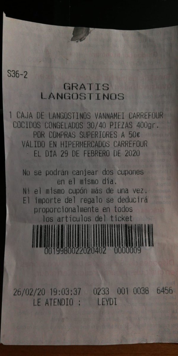 Esto pasa en España.
Como hacemos para competir con el Langostino Salvaje cuando te regalan el Vannamei?
Hola <a href="/carrefourarg/">Carrefour Argentina</a> 
La gente quiere que por compras superiores a 3.000 pesos regales una cajita de langostinos aca. Pero que sean de los nuestros 
Ponete media pila