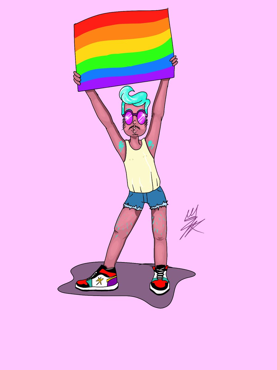 Happy Pride!!! 🏳️‍🌈 meet Topaz! this is my first time I ever created my own lil cartoon this is so cute to me lol. 
#art #artbyjrobinson #thearthstlr #arthstlr #pride🌈  #cartoon #procreate