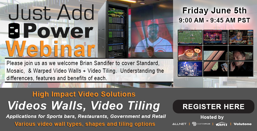 volutone's tweet photo. Learn how to create stunning video walls and master video tiling tomorrow with Just Add Power at 9AM.

Register Here: https://t.co/8iTePkzm05…/register/WN_PDBvIYkJTEyFwIWotVEL3w https://t.co/bp9hiOcNNY