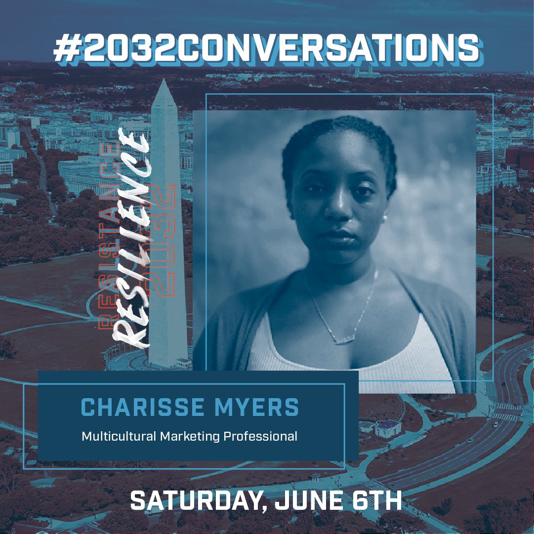 resilience2032's tweet photo. For this Saturday's #2032Conversations on Future of #Justice &amp; #Allyship we'll be talking about how we can build an #antiracist #future. Joining us is #multicultural marketing professional @CharisseMarciaa. #NoJusticeNoPeace #BLM

Sat @ 2pm ET
Reg @ https://t.co/keDSnzFQy9 https://t.co/N2g44uKSgW