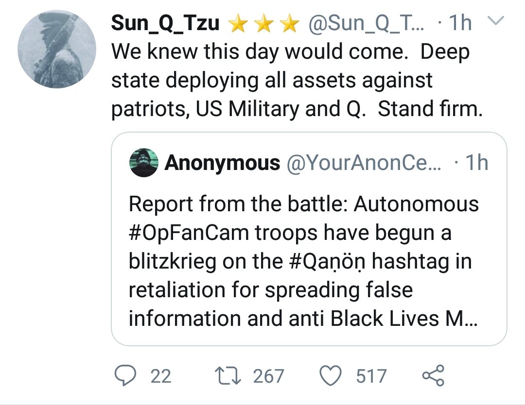 rothschildmd's tweet photo. The big #QAnon gurus are in full lather, winding up their followers that the K-pop stan attack is the deep state's last desperate attempt to save themselves, and the mass arrests are happening as soon as tonight. https://t.co/gWJLkkRlij