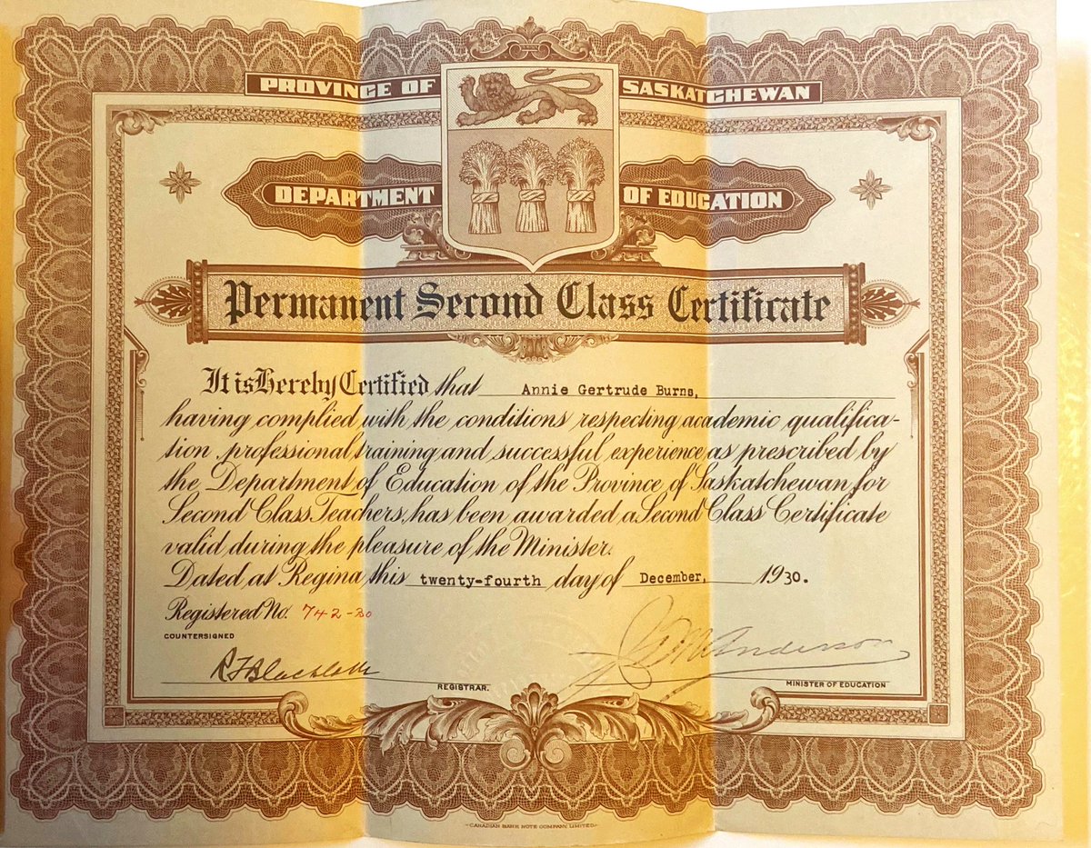 Cool find today, my Great Grandma’s Second Class Teaching Certificate from 1930. Only took 90 years to have another teacher in the family!