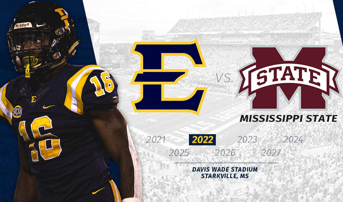 ETSUFootball's tweet photo. We hope you didn't "Miss" it...that is right, we are playing @HailStateFB!

The Bucs will be traveling to Starkville in 2022 for a showdown at Davis Wade Stadium.

#ETSUTough https://t.co/iQaQrmdQud