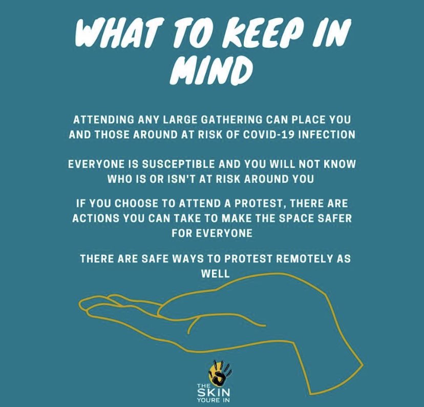 ASCWU_President's tweet photo. Here are things you need to know about Covid-19 prevention while protesting ! #BlackLivesMatter https://t.co/LhuOV2Ke37