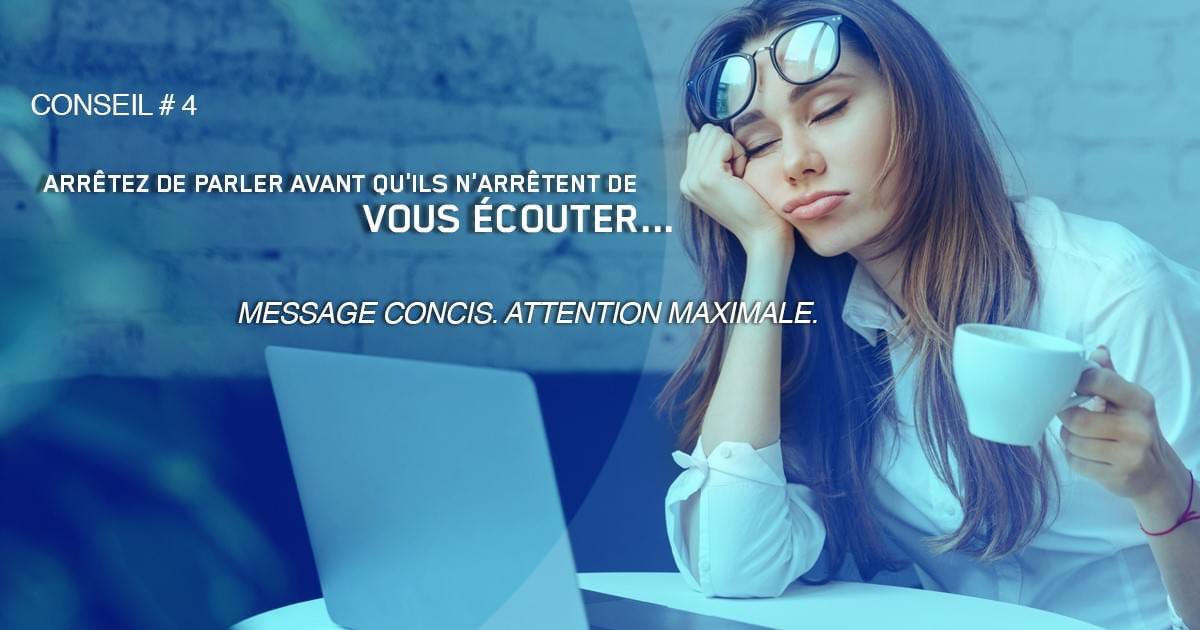 Pour que le message passe, pourquoi ne pas envisager des sessions plus courtes et des pauses plus fréquentes?
#humainsdabord #repoussonsleslimites #refusdelanouvellenorme