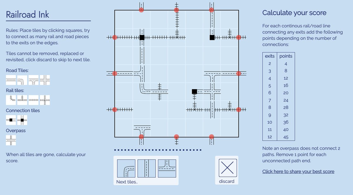 frazewilson's tweet image. I made a pure CSS 1-player board game @CodePen
 #purecss #cssgame #CSS #RailroadInk please try and give feedback codepen.io/frazerwilson/f…