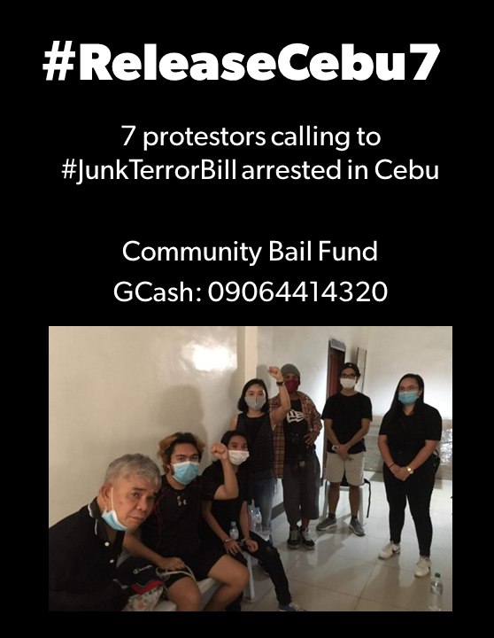 KasamangChad's tweet photo. GUYS LET'S HELP #RELEASECEBU7!!!
Inaresto mga kasama natin sa Cebu for protesting against Terror Bill!!

GCash: 09064414320
#JunkTerrorBillNow https://t.co/XKfRHt5P1n