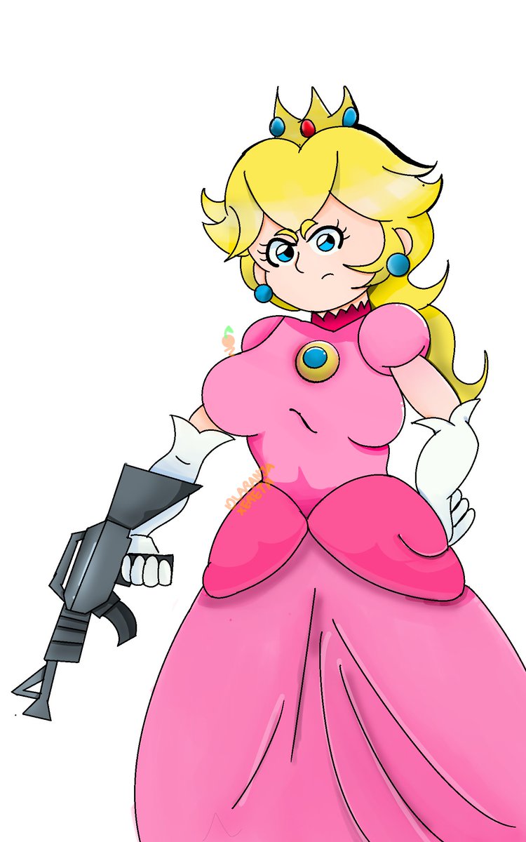 LaranjaXereta's tweet photo. my Drawing of the princess peach that I promised, and maybe I can no longer draw or post anything because my phone has a broken screen, sorry I was going to put more things in the Drawing.  I have difficulties in drawing weapons, I need to practice https://t.co/Q29rx6RhMn
