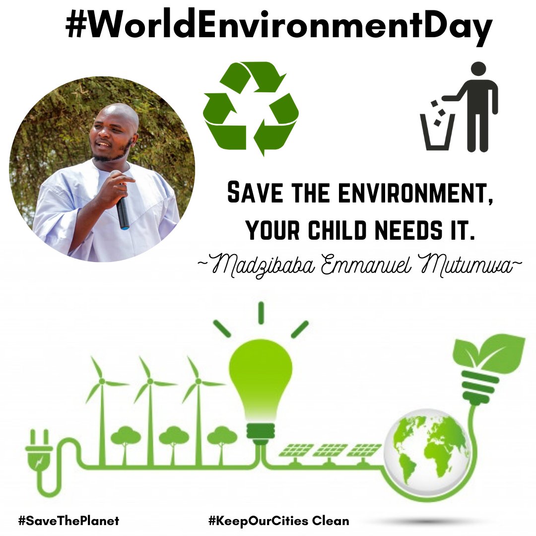 #WorldEnvironmentDay2020 

Today we celebrate our environment. 

Lets us keep our environment clean, our children will thank us. 

#MyEnvironmentMyPride

@eshonge @HighlanderBosso @AbalandeliB @nhlanhladube2 @nhlallo @MutumwaSg @edmnangagwa