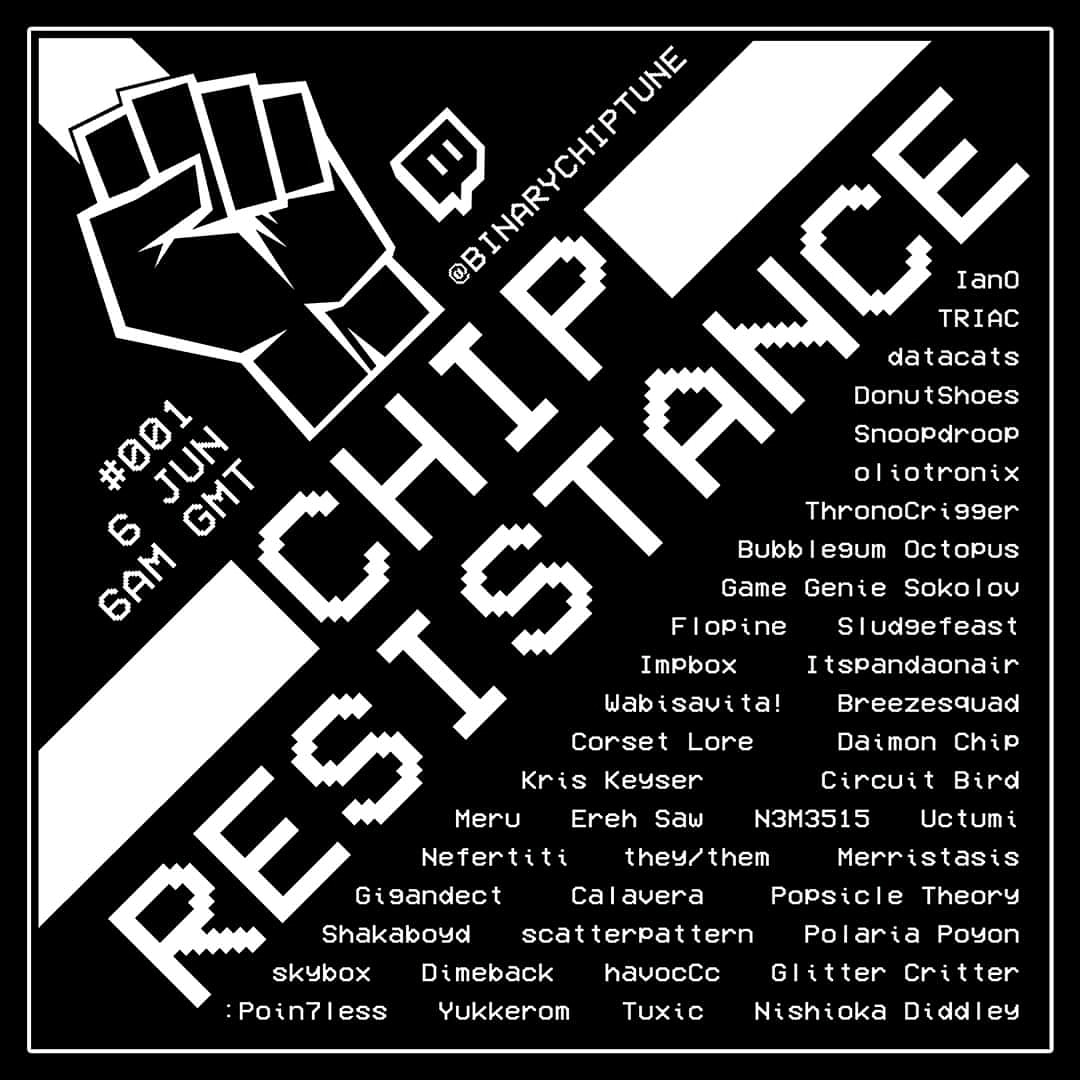 binarychiptune's tweet photo. Chip Resistance will be live in exactly 24 hours! Follow https://t.co/oIDpKo6JKw to receive notifications for when we start. Let me know which artists you cant wait to catch.
#chipresistance #binarychiptune #chiptune https://t.co/AfrUNfRtjb