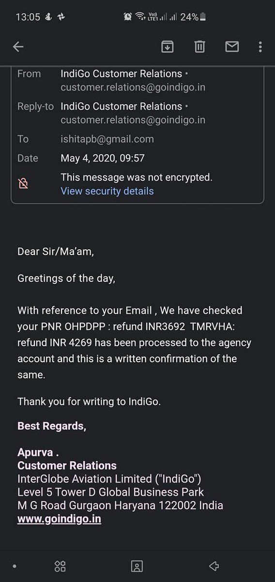 ishie_nk's tweet photo. @MoCA_GoI Even though Indigo gave a written confirmation of the refund, @happyeasygo is not issuing the refund for PNR OHPDPP. Their customer service is not reachable and they fraudulently closed the grievance I raised on INGRAM. Please help! https://t.co/0TDcSVI2uP