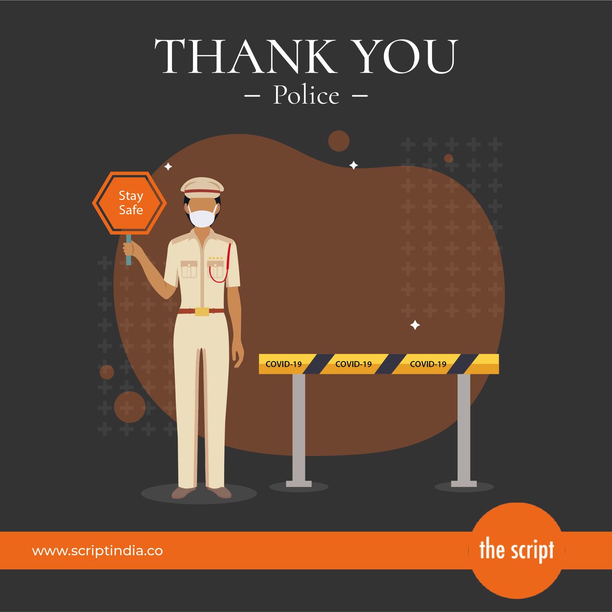 ScriptWithUs's tweet image. Thank you to our police officers who are on the roads so that we can be at our home safely.
#ThankYou #healthcareworkers #CovidFrontliners #Heroes #COVID19 #CoronavirusPandemic #Gratitude #IndiaFightCoronavirus #StaySafe