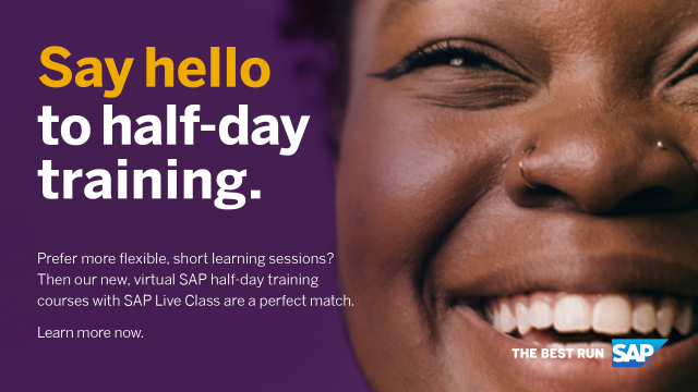 ThomasMattern's tweet photo. Prefer more flexible, short learning sessions? Then our new, virtual SAP half-day training courses with SAP Live Class are a perfect match! #SAPTraining #SAPLearn #Training https://t.co/tqcDoUZcfC https://t.co/Sf6V1gZVcN