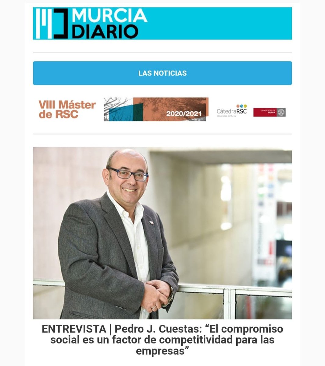 PedroJ_Cuestas's tweet photo. Agradecido a @Murdiario por la entrevista de hoy donde hablamos de RSC y muchas otras cosas, entre ellas de la @Catedra_RSC y del #MásterRSC de @umu. 

https://t.co/uIheSGl5NJ https://t.co/f1IlhWUb7V