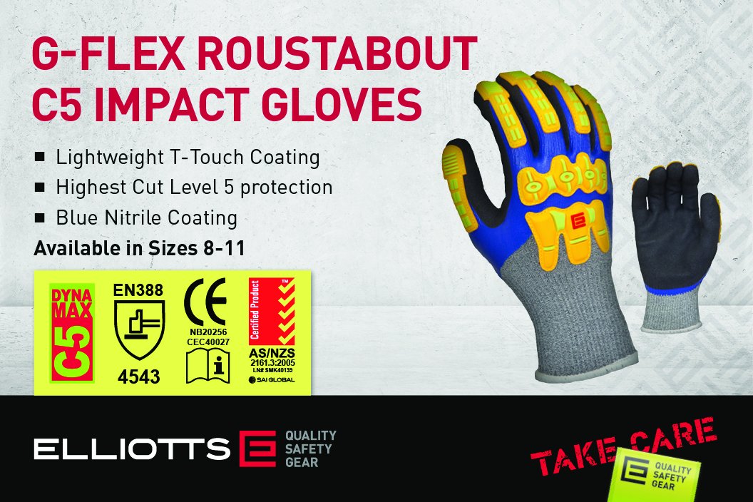 ElliottsSafety's tweet photo. G-Flex® Roustabout C5 IMPACT offers the highest cut level 5 protection whilst also featuring the K-Guard TPR Exoskeleton top of hand protection. The G-Flex Roustabout has been certified to Australian Standards. AS/NZS 2161.3:2005.
https://t.co/icQX9MMMUn https://t.co/2lVwy5fyH7