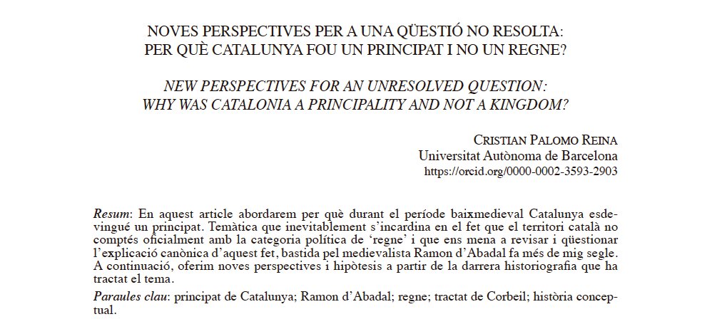 pseudohcc's tweet photo. Per si és del vostre interès, en Cristian Palomo en aquest nou article tracta les raons històriques x les quals Catalunya posseí oficialment la categoria ‘Principat’ i no un ‘regne’. Bon complement a les seves explicacions a @pseudohcc  ⬇️
https://t.co/rtj4Ty6CT7 https://t.co/OA5ZF3eKwh