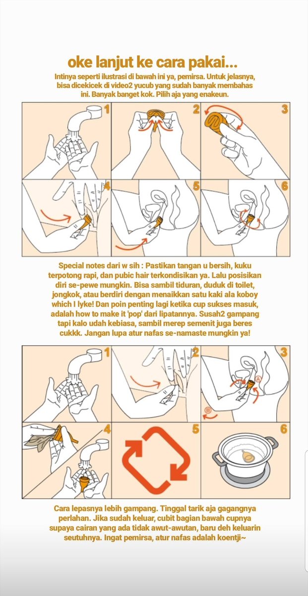 Paling banyak ditanya adl cara memasukkan. Keliatannya serem krn cupnya segede apa dan lubang vaginanya segede apa. Dr hasil yucubing ke sana ke mari, dan trial 3 bulan, aku jodoh sama 7-fold (ga pake avenged).Kunci lain : USE LUBE. Omg I love lube. Memudahkan penetrasi banget.