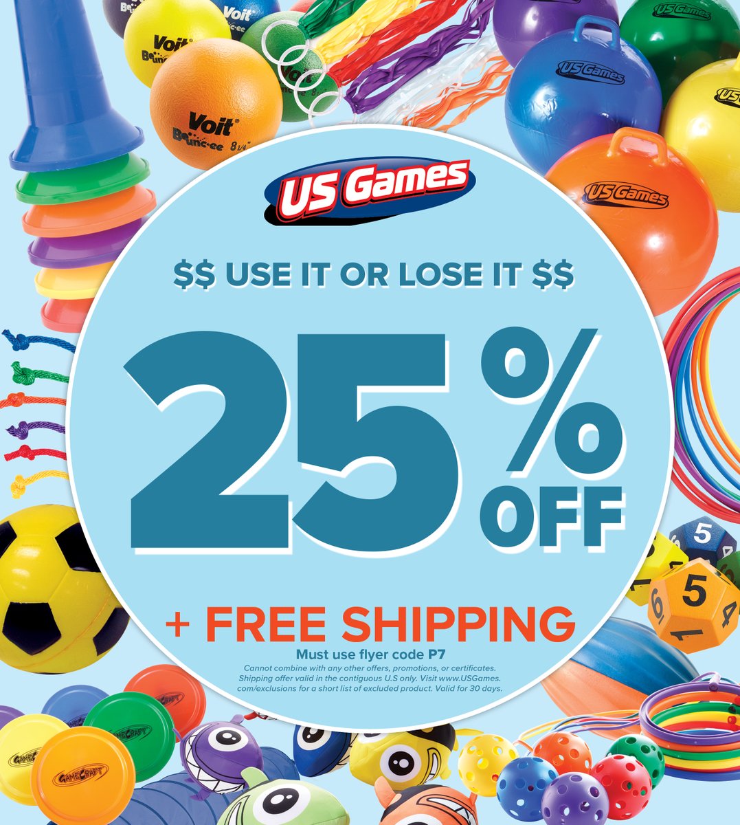 USGames's tweet photo. During these times budgets are tighter than ever and US Games knows that your students need all the #physed equipment possible for your program. To help stretch those budgets we are offering 25% off and Free Shipping on any in stock items! Visit https://t.co/kOdVxiHewu to shop! https://t.co/UzytutStGh