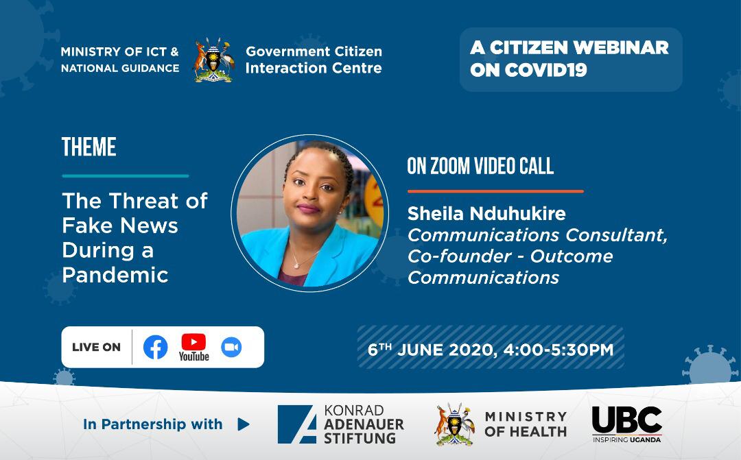#Panelist| , a Communications Consultant, and Co-founder-Outcome Communications will be Joining our Last Webinar under the theme: 'The Threat of Fake News During a Pandemic” happening this Saturday,June 6.

#COVIDWebinarsUG