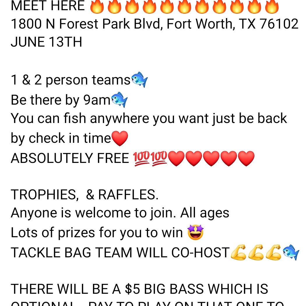 FREE BANK FISHING COMPETITION 
#fortworth #dallas #texas #dfw #arlington #fortworthtx #fortworthtexas #dallastx #fortworthinsta #fortworthlocal #arlingtontx #ftworth #houston #tcu #dallastexas #bassfishing #fortworthwhile #irving #kellertx #plano #tx #fishing #dallasfortworth