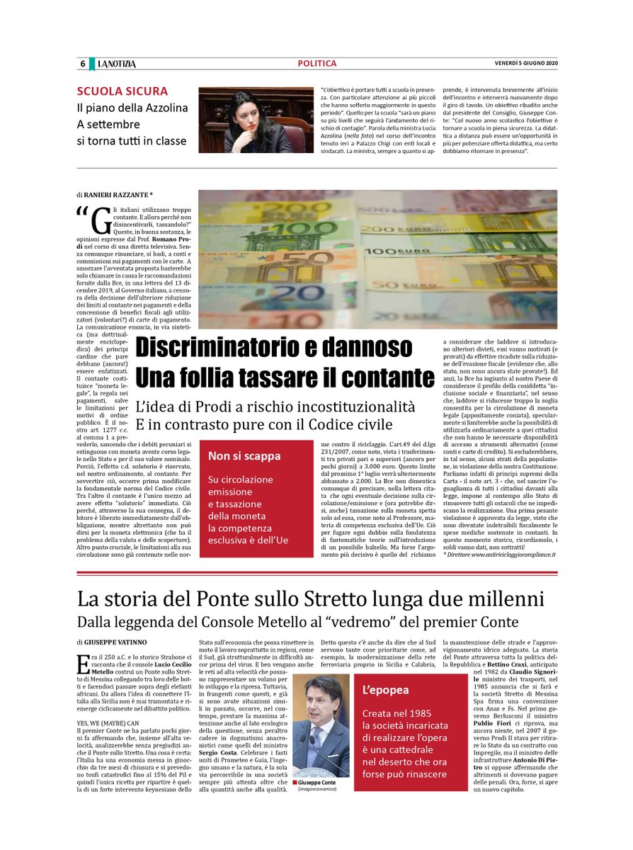 Discriminatorio e dannoso. Una follia tassare il #contante 
Il mio articolo per <a href="/LaNotiziaTweet/">La Notizia</a>