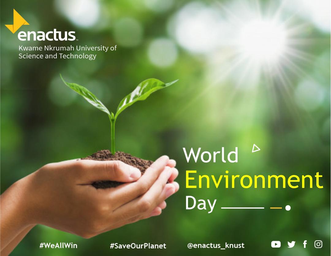 Today marks a day where humanity stands for sustainable living and approximates to more eco-friendly policies for future generations.
As Enactus Knust we stand  with the World in making this statement!
Happy World Environment Day!
We challenge you! 
 Be Bold Today! Go Green!