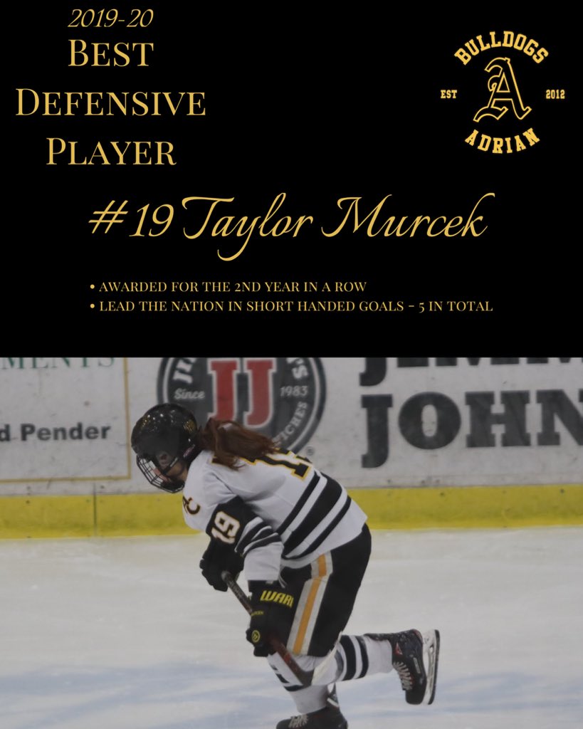 AdrianWD1Hockey's tweet photo. The Best Defensive Player of the 2019-20 Season is #19 Taylor Murcek. Congratulations Taylor! #GDTBAB https://t.co/qQCddETA4p