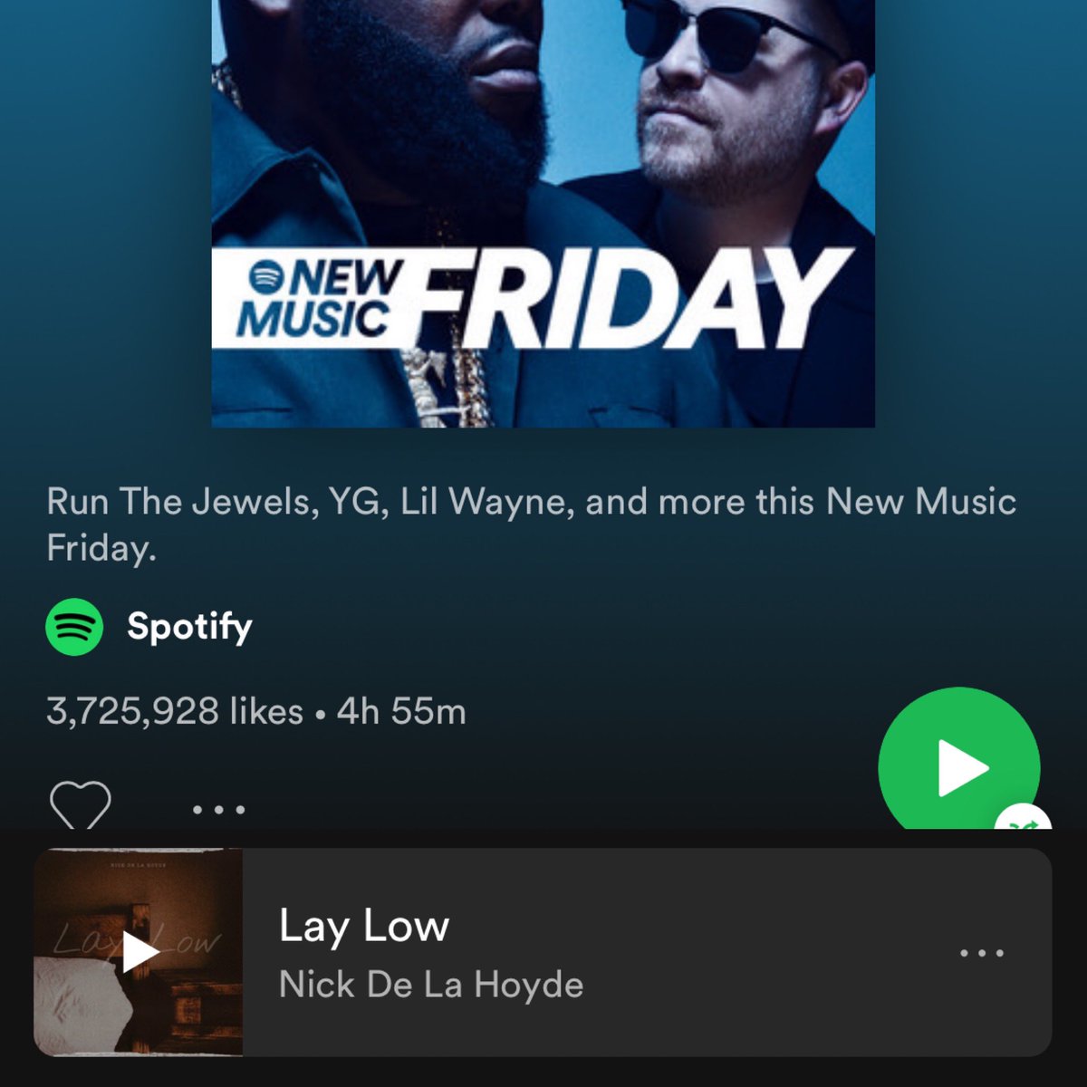 New music Friday USA!! For my new song Lay Low 💙 thank you <a href="/Spotify/">Spotify</a>